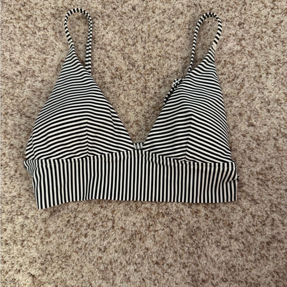 Aerie Black and White Crop Bustier Bikini